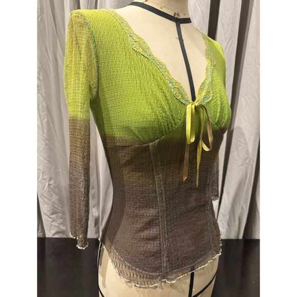 Ann Ferriday Rare Dip Dyed Spider Mesh Boho Fairy Top S/M - Picture 2 of 6